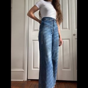 Wide leg denim sailor pants